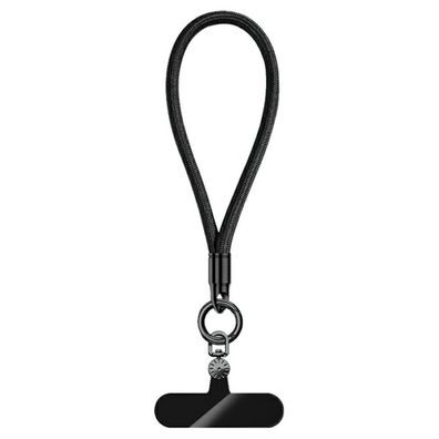 Handy Handschlaufe Lanyard 7 mm 43 cm drehbare Schnalle Montageplatte Schwarz