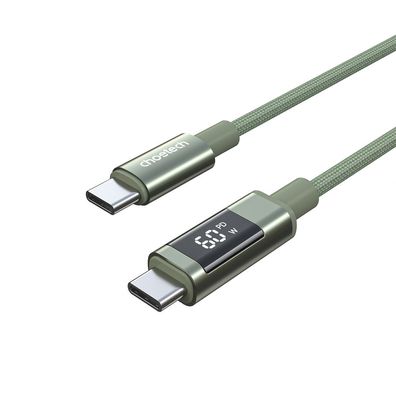 USB-C Kabel Choetech XCC-1068 PD 60W mit Display 1,2 m Nylon Grün