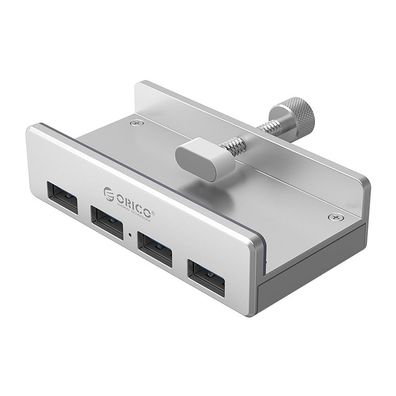 USB Hub Orico MH4PU 4x USB-A 3.0 Tischklemme Aluminium silber