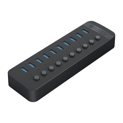 USB Hub Orico CT2U3-10AB 10x USB-A 3.0 mit Einzelschaltern 5 Gbit/s Schwarz