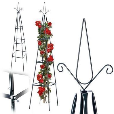 KADAX Gartenpyramide für Blumen, 202 x 42 cm, schwarz