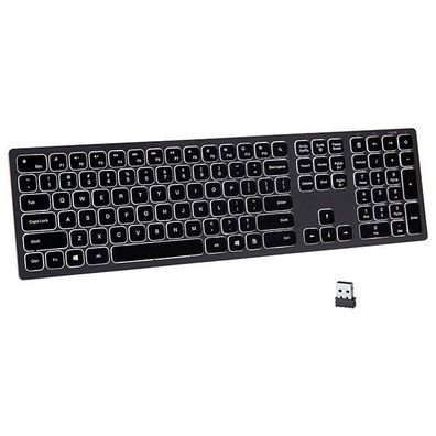 Funk-Tastatur, farbige Beleuchtung, Slim, Scissor-Tasten, Akku, 2,4GHz