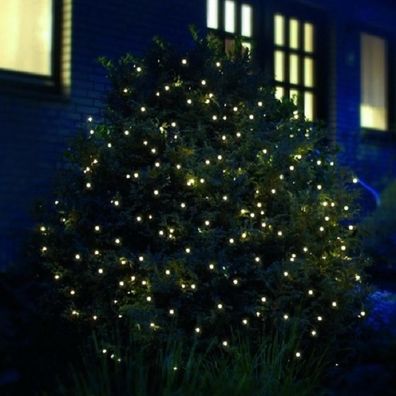 LED Lichternetz 100er warmweiß 1,5x1,5m Batteriebetrieb Timer aussen FHS 12014