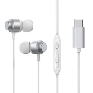 In-Ear-Kopfhoerer Joyroom JR-EC06 USB-C mit Mikrofon und Fernbedienung Silber