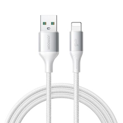 Ladekabel Joyroom S-A28 USB-A auf Lightning 1 m 3A Nylongeflecht weiß