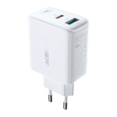 Wandladegerät Acefast A5 32 W, USB-C und USB-A, PD PPS QC 3.0, weiß