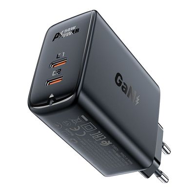Ladegerät Acefast A29 GaN 50 W Dual USB-C PD QC 3.0 schwarz