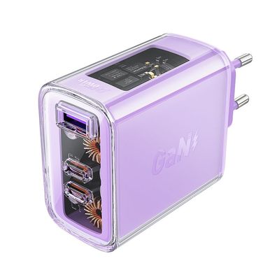 Ladegerät Acefast A45 GaN 65 W mit 3 Ports 2x USB-C und USB lila
