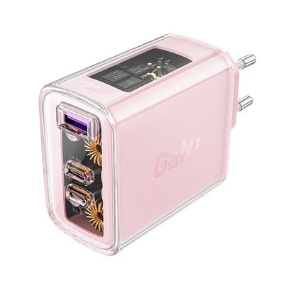USB-Ladegerät Acefast A45 GaN 65 W 3 Ports 2x USB-C und USB-A rosa