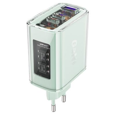 Ladegerät Acefast A45 GaN 65W 3 Ports 2x USB C 1x USB A grün