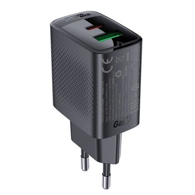 Ladegerät Acefast A78 GaN 20 W USB-C und USB-A Power Delivery schwarz