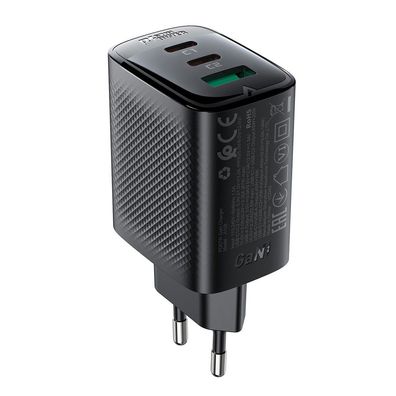 Ladegerät Acefast A108 GaN 67 W mit 2x USB-C und 1x USB-A Schwarz