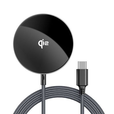 Induktives Ladegerät Acefast E24 Qi2 15W mit 1,2 m USB-C-Kabel MagSafe schwarz