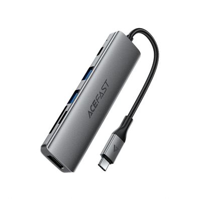 USB-C Hub Acefast J18 6in1 Dockingstation HDMI 4K 60Hz PD 90W Kartenleser Grau