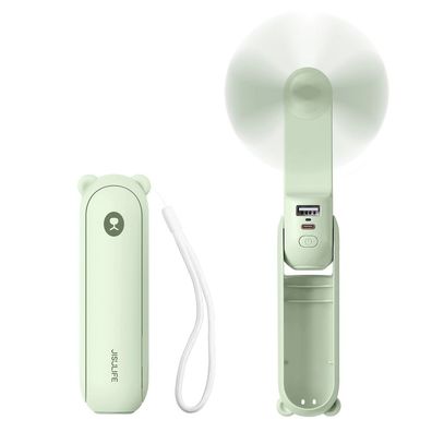 Handventilator Jisulife Life8 Plus mit Powerbank 4500 mAh und LED Taschenlampe grün