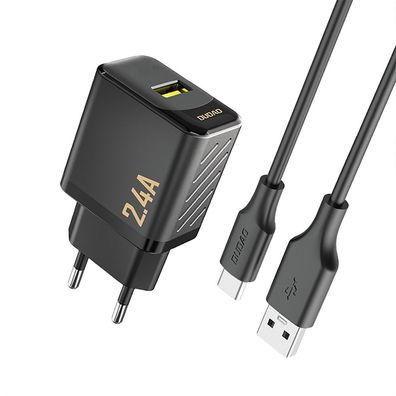 USB Ladegerät Dudao A23TEU GaN 12 W 2,4 A mit USB-C Kabel 1 m schwarz
