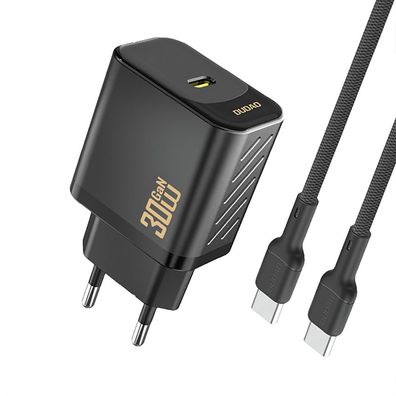 USB-C Ladegerät Dudao A27PCEU 30W GaN Power Delivery mit USB-C Kabel schwarz