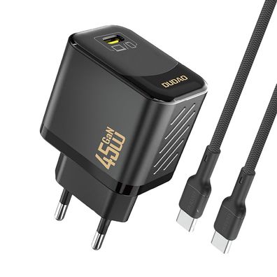 Wandladegerät Dudao A28C 45 W GaN mit USB-C Kabel, EU-Stecker, Schwarz