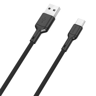 Ladekabel Dudao L9T USB-A auf USB-C 1 m 5A Baumwollgeflecht Schwarz