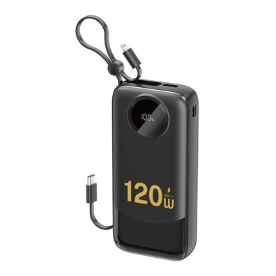 Powerbank Dudao K13Pro 20000 mAh integriertes USB-C Lightning Kabel Schwarz