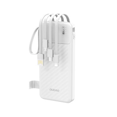Powerbank Dudao K11 10000 mAh mit 4 integrierten Kabeln USB-C Lightning Weiß