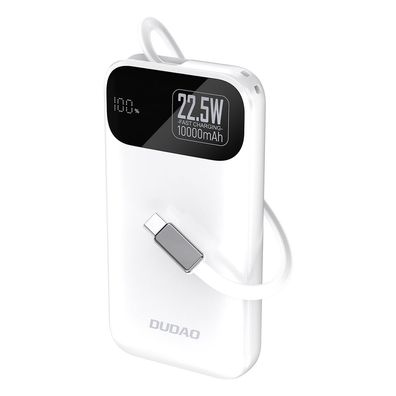 Powerbank Dudao K31 10000 mAh 22,5 W PD mit integriertem USB-C Kabel weiß