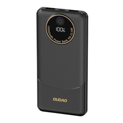 Powerbank Dudao K12 10000 mAh PD 22,5 W USB-C und 2x USB-A LED Display Schwarz