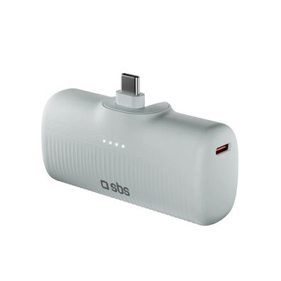 Powerbank SBS EcoPower 5000 mAh 10 W mit integriertem USB-C Stecker grau