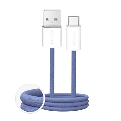 USB-Kabel Puro Fabrik 2.0 USB-A auf USB-C 1,5 m 10 W geflochten blau