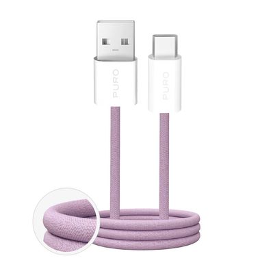 USB Kabel Puro Fabrik 2.0 USB-A auf USB-C 1,5 m 10 W geflochten Rosa