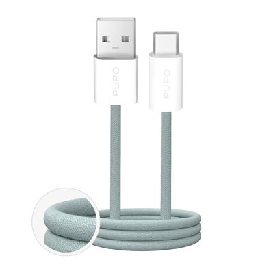USB-Kabel Puro Fabrik 2.0 USB-A auf USB-C 1,5 m 10 W geflochten Grün