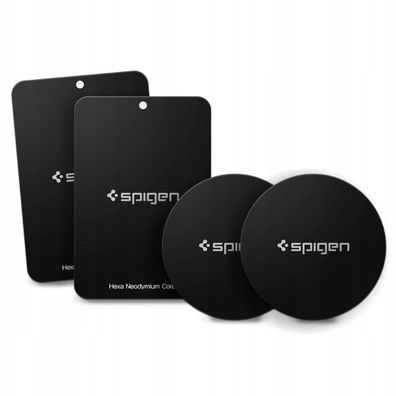 Magnetplatten Spigen MP-4P 4er Set für Kfz Magnethalterung mit 3M Klebeband, Schwarz