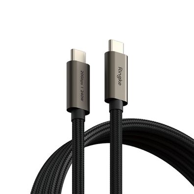 USB-C Kabel Ringke USB 3.2 Gen 2x2 240W PD 20 Gbit/s 200 cm Schwarz