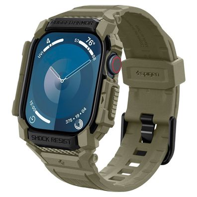 Armband mit Gehäuse Spigen Rugged Armor Pro für Apple Watch 10 46 mm TPU grün