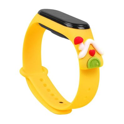 Armband Hurtel Strap Xmas für Xiaomi Mi Band 5/6 Silikon Haus Motiv Gelb