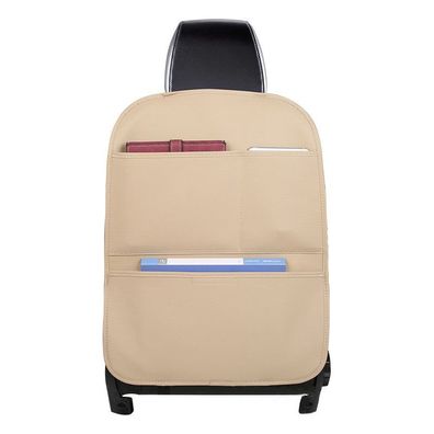 Autositz-Organizer Hurtel Rückenlehnenschutz PU-Leder beige mit mehreren Taschen