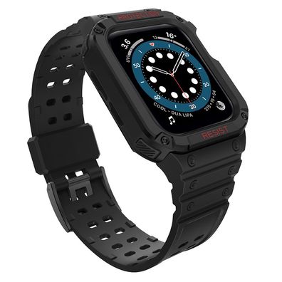 Armband mit Schutzgehäuse Protect Strap Band Apple Watch 38/40/41 mm Schwarz TPU