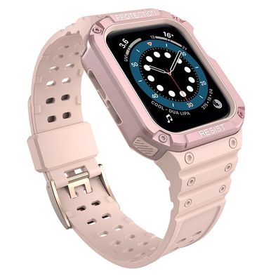 Armband mit Schutzgehäuse für Apple Watch 42/44/45 mm Hurtel Protect Strap Rosa