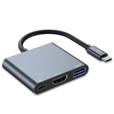 USB-C Hub Tech-Protect V1 3in1 HDMI 4K 30 Hz USB-A 3.0 USB-C PD 100 W Grau