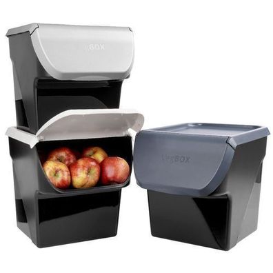 Behälter für Gemüse, Obst, Zwiebeln & Kartoffeln, anthrazit, 3er-Set, 13 l