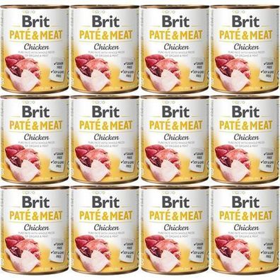 BRIT Pastete & Fleisch Huhn - Nassfutter für Hunde - 12 x 800 g