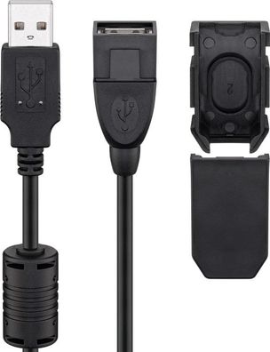goobay USB 2.0 Hi-Speed Verlängerungskabel A Stecker auf A Buchse Zugentlastung schwa