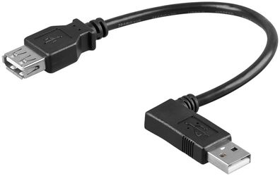 goobay USB 2.0 Hi-Speed Verlängerungskabel A Stecker 90° Links auf A Buchse schwarz 0