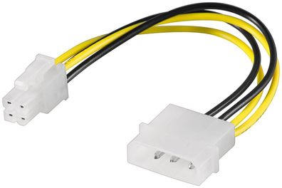 goobay PC Stromkabel/Stromadapter 5,25" Stecker zu ATX 12 P4 4 Pin schwarz/gelb 0,16