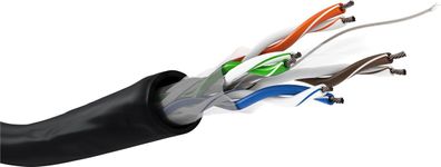 goobay CAT 6 Outdoor Netzwerkkabel U/UTP soldie kupferkaschiertes Aluminium schwarz 1
