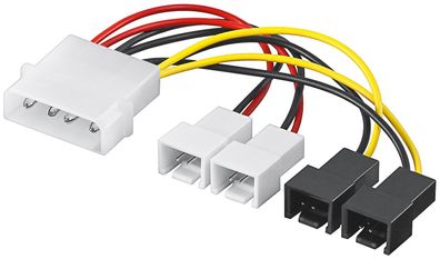 goobay Internes PC Stromkabel 4 polig auf 2 x 2 polig 12 V + 2 x 2 polig 5 V schwarz