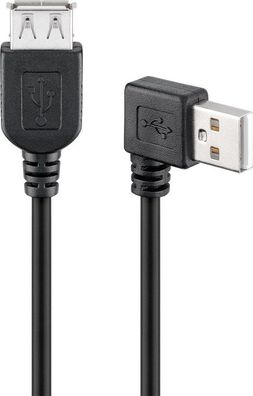 goobay USB 2.0 Hi-Speed Verlängerungskabel A Stecker 90° rechts auf A Buchse schwarz