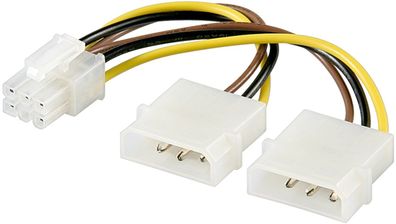 goobay PC Grafikkarten Stromkabel/Stromadapter PCI Express 6 Pin schwarz/gelb/braun 0