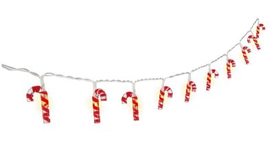 goobay 10er LED-Lichterkette "Zuckerstangen" mit Timer warmweiß 3000 K 1,2 m (1er Fal