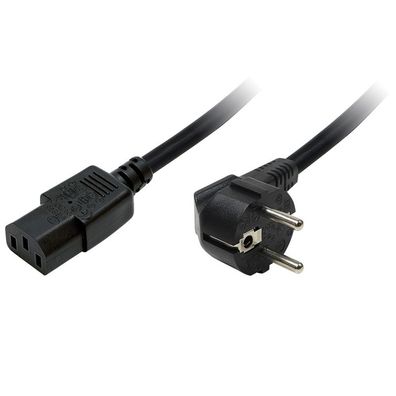 LogiLink Netzkabel Schutzkontaktstecker 90° auf Kaltgerätebuchse IEC C13 schwarz 1,8